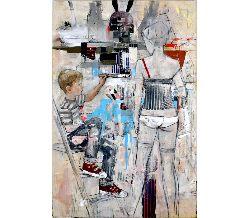Drawing From Life, 2017, Acrylic, oil on canvas, 64" x 42"