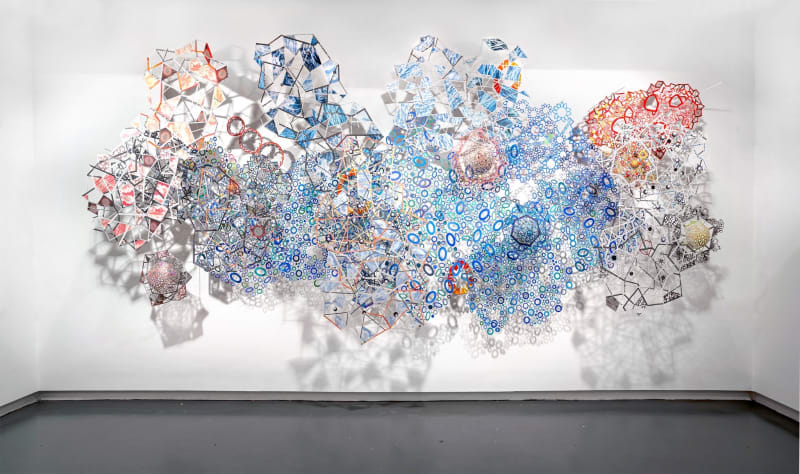 Infinite Ocean and Sky Islamic Art Festival, United Arab Emirates, Sharjah Museum of Art, 2091, Paint on hand and laser cut paper construction, 14" x 9"